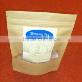 slimming tea with resealable kraft paper bag/stand up tea teabags