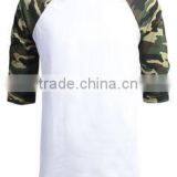 Wholesale Camo Raglan Sleeve Shirt / High Quality Camo Sleeve Tshirt