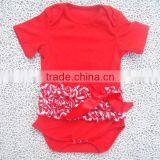100% Cotton New Design Hot Football Bodysuit With Satin Ruffles for Baby
