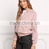 MGOO Custom Made 2017 Pink Corduroy Women Jackets Plain Zip Up Bomber Jackets For Spring Coat Fashion Streetwear thumbnail-5