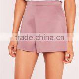 High Waist Women Plain Pink Satin Shorts Lilac Wholesale High Quality thumbnail-6