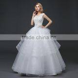 MGOO High Quality Customized Robe Marriage Wedding Dress Sleeves Empire Waist Elegant Tulle Crystal Ball Gown thumbnail-3