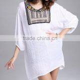 Zm50376b Europe Hot Sale Women Garment Fashion Cotton Ladies Long Tops thumbnail-3