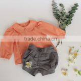 Yiwu Mingzhen Garment Shirt Linen Icing Girls Shirts Doll Collar Orange Shirt thumbnail-4