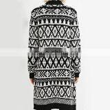Geo-patterned Front Open Long Sweater no Button Cardigan With Long Sleeves thumbnail-3