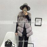 Super Quality New Style 2016 Spring Fall Women's Long Real Fox Fur Vest Blue Fox Fur Jacket Natural Fox Fur Waistcoat thumbnail-2