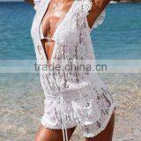 Runwaylover 108 Hot Sale 2017 Ladies Sexy Deep V-Neck Lace Playsuits thumbnail-1