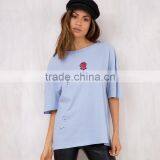 Hot Sexy bf Half Sleeve Distressed Girl's t Shirt With Custom Printing thumbnail-2