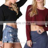 Newly Women's Long Sleeve Crop Tops Blouse Free Style Casual Clubwear thumbnail-1