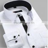 Black Dot Printed Placket White Men's Shirt Uniform China Golden Supplier OEM Cheap Boy Shirt for Daily Life thumbnail-1