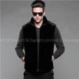 Casual Sleeveless Black Men's Faux Fur Vest Coat Autumn Winter Thick Cheap Mink Coat Jacket