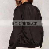 2017 Custom Wholesale Rose Embroidered Satin Bomber Jacket Women thumbnail-4