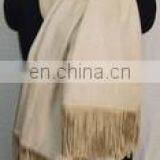 Silk Pashmina Scarf With Sued Trims thumbnail-5
