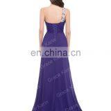 Grace Karin Fashion Ladies High Split Leg One Shoulder Purple Chiffon Long African Evening Dress CL3183-2 thumbnail-5