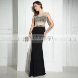 New Fashion Two-Piece Cap Sleeve Black Mermaid Crystal Beaded Evening Gowns Evening Dresses LX321 thumbnail-3