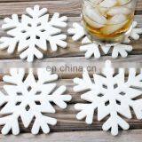 5mm Thickness White Snowflake Shape Wool Felt Christmas Coasters for Winter Holiday Decor thumbnail-5