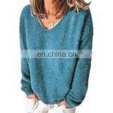 Autumn/winter Womenswear Arctic Velvet Ultra-thin V Neck Long Sleeve Loose T-shirt Hoodie thumbnail-6