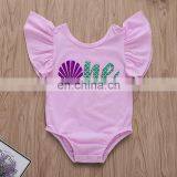 2019 Cotton Infant Short Sleeve Pink Bodysuit + Mermaid Scale Girl Tutu Skirt Set Infant Romper 2Pcs/Set thumbnail-4