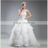 2014 New Design Round Neckline Organza Wedding Dress With Applique thumbnail-1