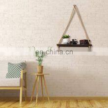 Set of 4 Rustic Triangle Hanging Swing Rope Wood Floating Wall Shelves Wooden Wall Shelf thumbnail-3