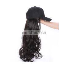 24 Inch Long Wavy Synthetic Hair Wig With Hat Hot Style Black Color For Woman High Temperature thumbnail-2