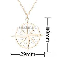 Popular Gold 925 Sterling Silver Eight Star Compass Pendant Charm Necklace For Women thumbnail-5