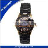 Black White Ceramic Strap Summer Watch With Round Sharp Case thumbnail-4