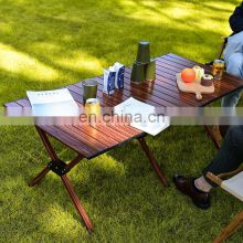Outdoor Ultralight Roll Up Aluminium Bbq Wood Portable Picnic Easy Fold Egg Roll Camp Table