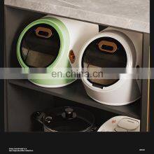 Kitchen Round Rice Storage Box Large Sealed Grain Container Automatic Rice Bucket With Flip Cover thumbnail-3