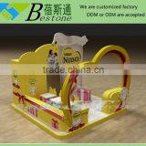 Modern latest wooden furniture designs for baby food nido milk powder shop, food display furniture in mall