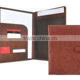 Genuine Leather Conference file Folder with Multi Pockets - Brown