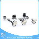 Black Steel Body Piercing White Crystal Star Fake Tongue Rings Jewelry thumbnail-2