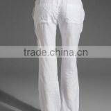 Summer Womens White Drawstring Pants Cool Design thumbnail-2