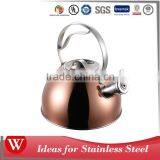 2.7L Copper Plated Non-electric Whistle Kettle Stainless Steel Tea Kettle for All Heater