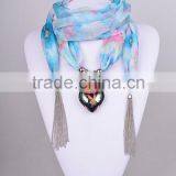 2016 New Collections Heart Shaped Pendant Jeweled Shawls Scarves