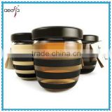 Round Glass Honey Jar 350ml Jar With Black Cap For Storage                        
                                                Quality Choice