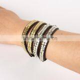 Fashion Bead Bracelet Wholesale Hand-woven Four Laps Coil Bracelet Bangle Gold and Silver Charm Bracelet Jewelry thumbnail-4