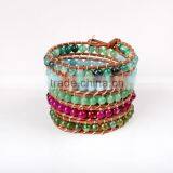 Hand-woven Natural Gem Bracelet Bangle Multilayer Leather Bracelet Women Fashion Wrap Bracelet Jewelry Wholesale thumbnail-2