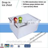 Drop in ice chest with cover and drain