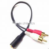 3.5mm Jack Female Socket to 2 RCA Phono Plugs Adaptor Y Splitter Cable Lead