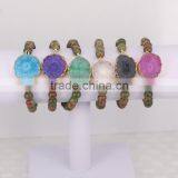 Natural Unakite Stone Beaded Bracelets, Solar Quartz Connector Beads Druzy Gemstone Bracelets thumbnail-1