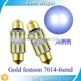 12v dc Led Light Bulb Car Light 7014 6SMD C5w Canbus Festoon Lights Gold Color Car Led Interior Lights