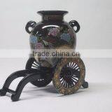 Black Peacock Flower Vase with Cart