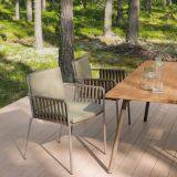 Dining Table Chair Aluminum Frame Rope Weave Taiwan Olifen Back/Seat Cushion Outdoor Garden thumbnail-4