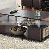 Oak Finish With Side Open Storage MDF Wooden Modern Coffee Table thumbnail-1