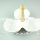 Cheap Ceramic Porcelain White Serving Plates / Dishes 3 Section Snack Plate thumbnail-1