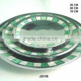 Round Aluminium Plate With Mosaic of Bone