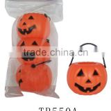 Mini plastic halloween pumpkin shape candy bucket set with handle