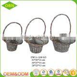 Vintage Handmade Indoor Willow Wicker Artificial Flower Girl Basket With Long Handle for Your Decoration thumbnail-2