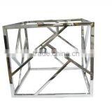 Modern Living Room Rose Gold Stainless Steel Clear Square Glass Coffee Table thumbnail-3